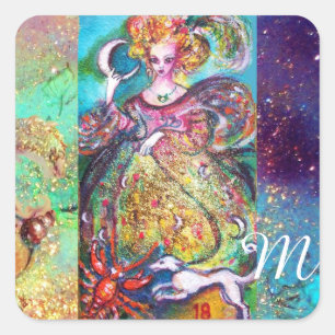 TAROTS OF THE LOST SHADOWS /THE MOON LADY Monogram Square Sticker