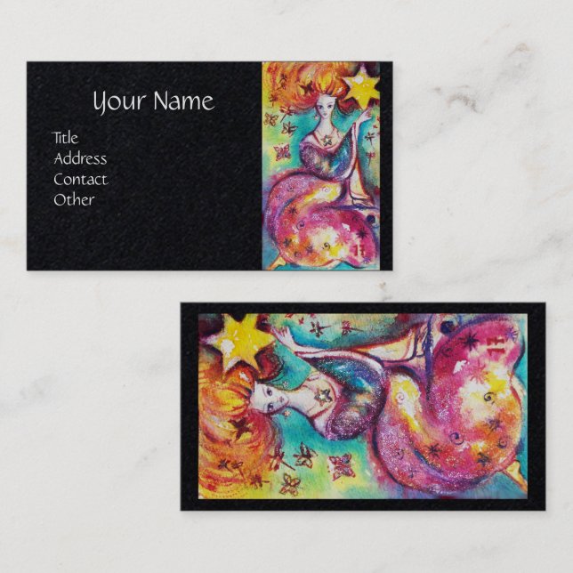 TAROTS OF THE LOST SHADOWS / THE STAR Black Paper Business Card (Front/Back)