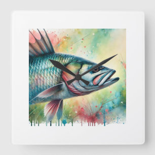 Tarpon Characiformes 060724AREF110 - Watercolor Square Wall Clock