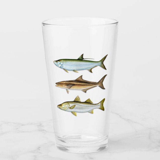Tarpon, Cobia, Snook Drink Glass (Front)