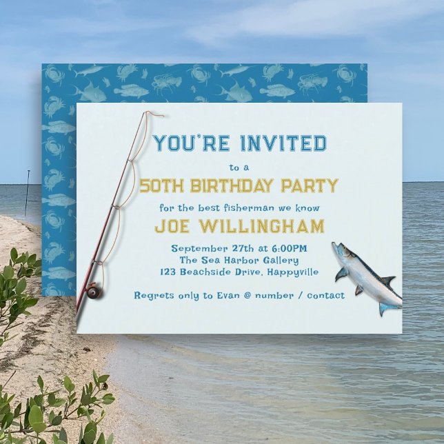 Tarpon Fishing Birthday Adult Male Party Invitation (Creator Uploaded)
