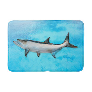 Tarpon Saltwater Fish Blue Water Bath Mat