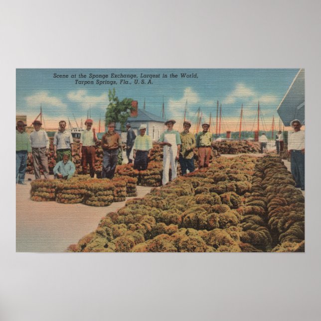 Tarpon Springs, FL - Scene of Sponge Exchange Poster (Front)