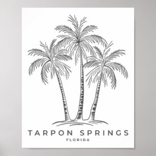 Tarpon Springs Florida Fl Beach Vacation Palm Tree Poster