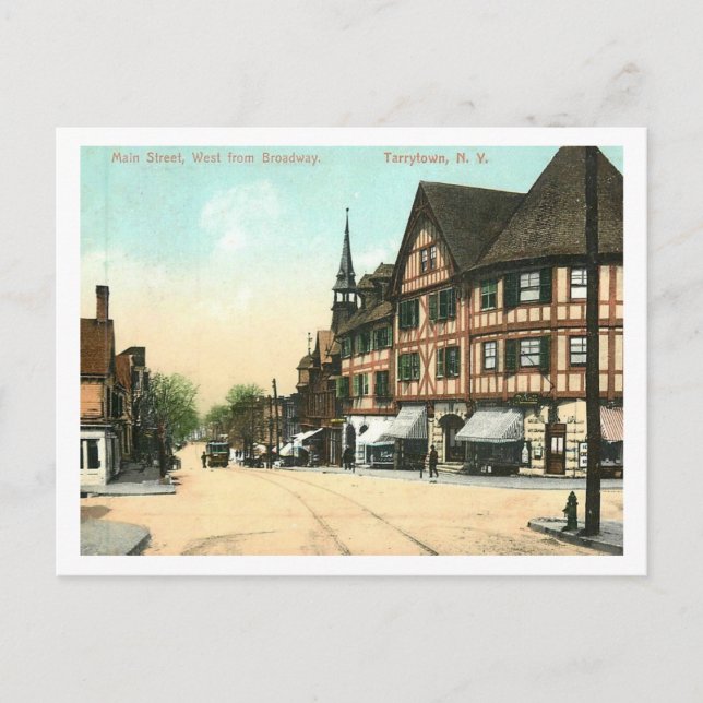 Tarrytown NY, Main St, 1910 Vintage Postcard (Front)