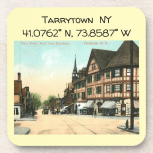 Tarrytown NY Map Coordinates Vintage Style Coaster
