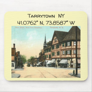 Tarrytown NY Map Coordinates Vintage Style Mouse Mat