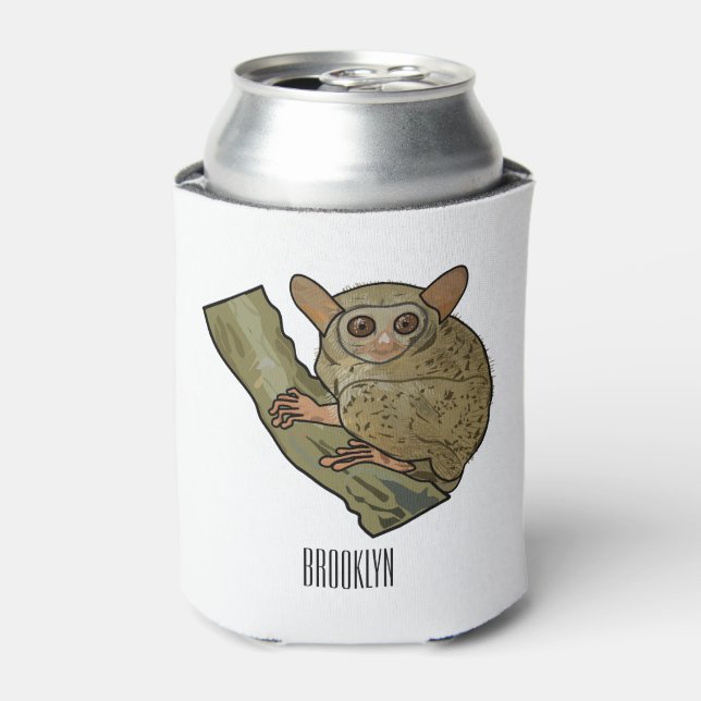 Tarsier cartoon illustration  can cooler (Can Front)