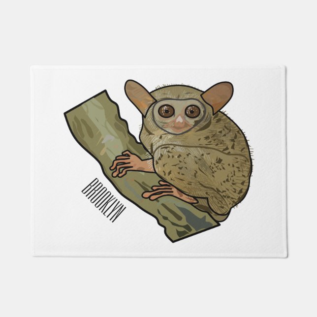 Tarsier cartoon illustration  doormat (Front)