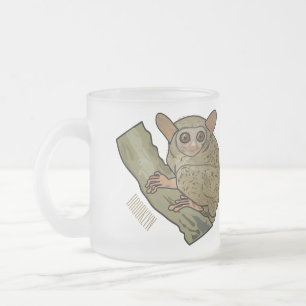 Tarsier cartoon illustration frosted glass coffee mug