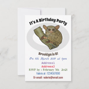 Tarsier cartoon illustration invitation