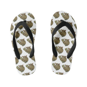 Tarsier cartoon illustration kid's flip flops
