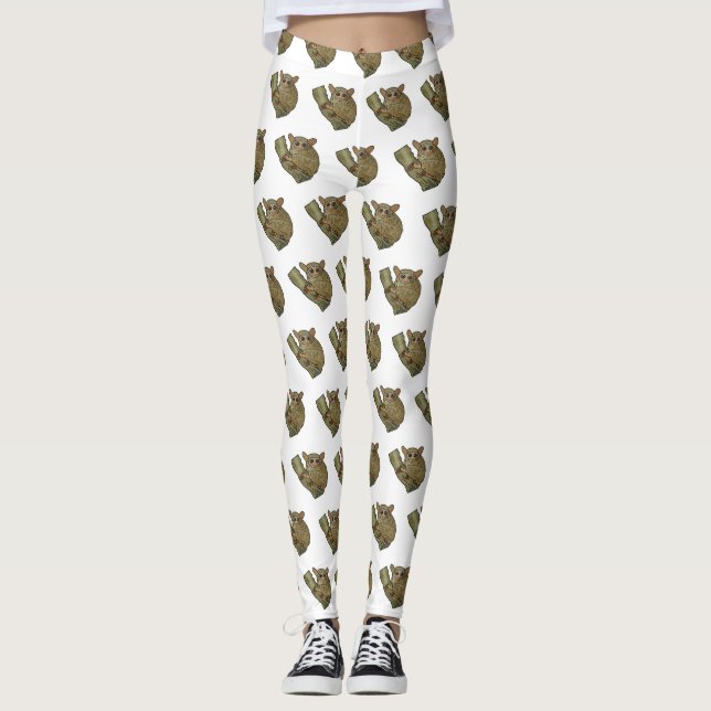 Tarsier cartoon illustration  leggings (Front)