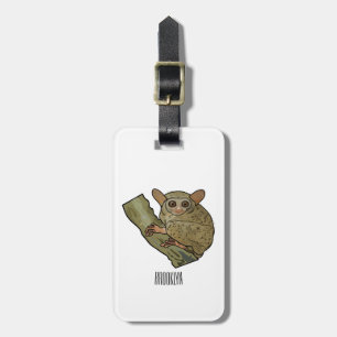 Tarsier cartoon illustration luggage tag