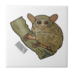 Tarsier cartoon illustration tile