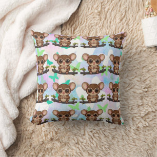 Tarsier Pastel Butterfly Background Print Cushion