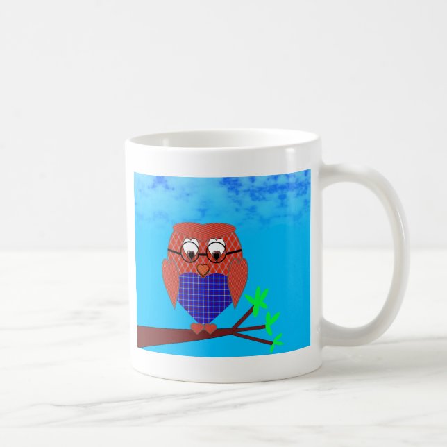 Tartan and Hearts Owl Coffee Mug (Right)