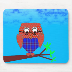 Tartan and Hearts Owl Mouse Mat