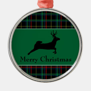 Tartan and Reindeer Christmas Metal Tree Decoration