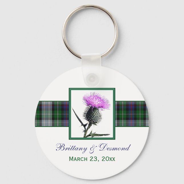 Tartan and Thistle Wedding Favour Keychain (Front)