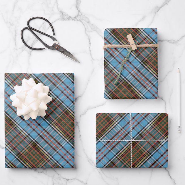 Tartan Anderson Clan Chequered Pattern Plaid Wrapping Paper Sheet (Front)
