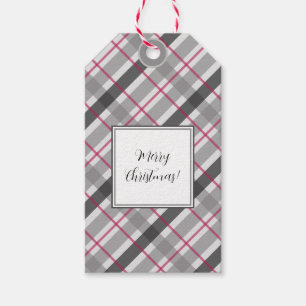 Tartan Balmoral Black Grey Burgundy Monogrammed Gift Tags