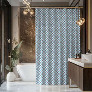 Tartan Bath Curtain Masculine Navy Blue Accent