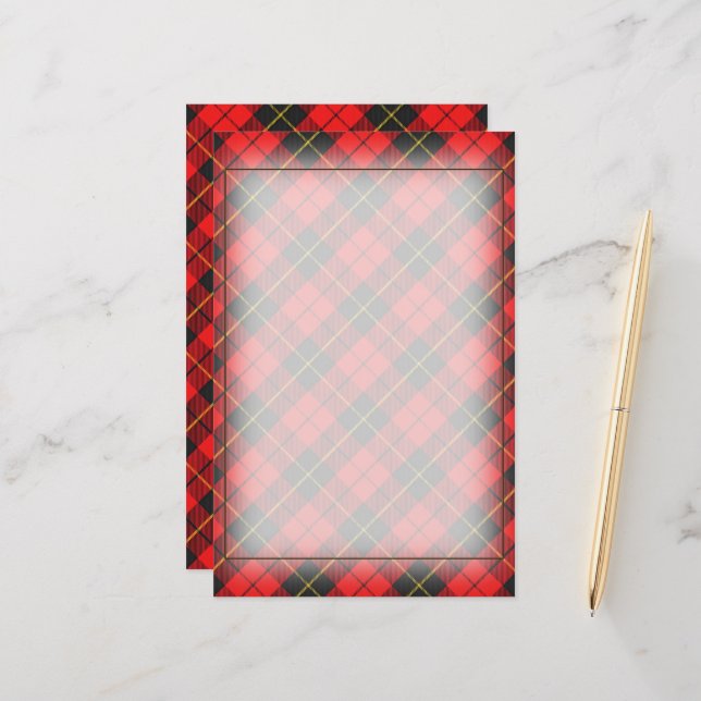 Tartan Beauty Clan Wallace Scottish Plaid Stationery (Front/Back In Situ)
