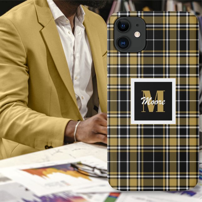 Tartan - Black Caramel Gold and Off White Case-Mate iPhone Case (Tartan - Black Caramel Gold and Off White Case-Mate iPhone Case by Leapfroglisics Shop)