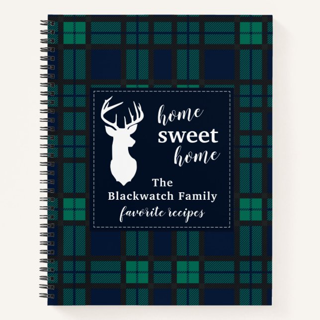 Tartan Blackwatch Plaid Holiday Family Recipes Notebook (Front)