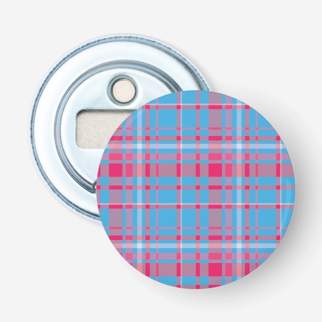 Tartan blue and red bottle opener (Front)