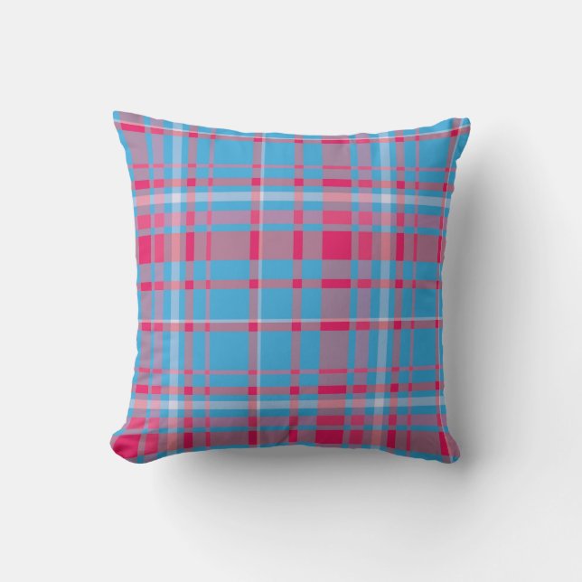 Tartan blue and red cushion (Front)