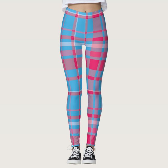 Tartan blue and red leggings (Front)