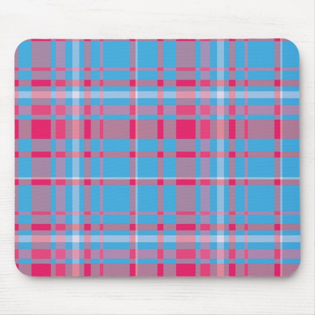 Tartan blue and red mouse mat (Front)