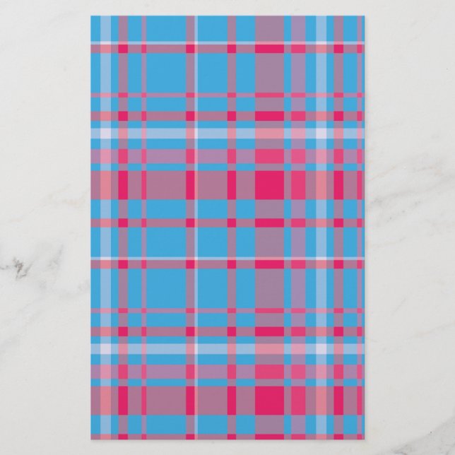 Tartan blue and red stationery (Front)