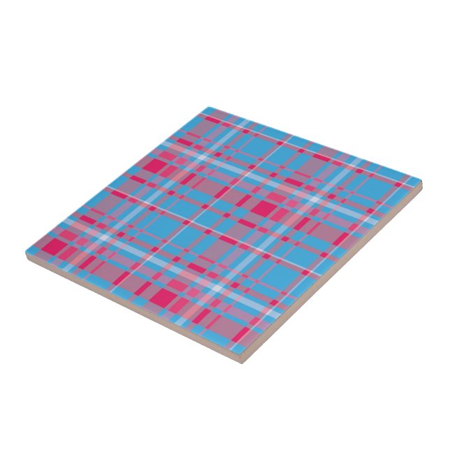 Tartan blue and red tile (Side)