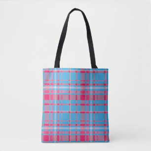Tartan blue and red tote bag