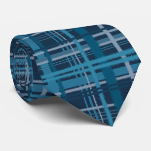 Tartan blue pattern tie