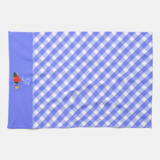 Tartan blue simple wildflower pattern tea towel