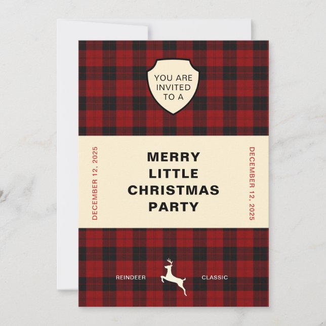 TARTAN BOOK COVER CHRISTMAS PARTY INVITATION (Front)