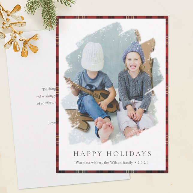 Tartan border Holiday Photo Card (Creator Uploaded)