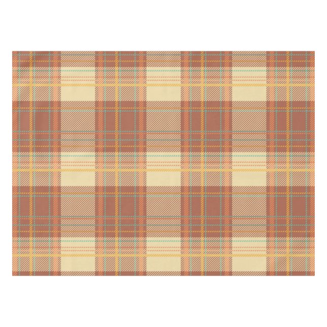 Tartan - Brown, Beige, Turquoise, Orange, Yellow Tablecloth (Front (Horizontal))