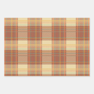 Tartan - Brown, Beige, Turquoise, Orange, Yellow Wrapping Paper Sheet