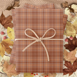 Tartan - Burnt Sienna-Terracotta-Milky Brown Wrapping Paper Sheet