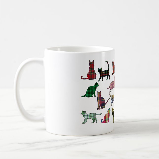 Tartan cats coffee mug (Left)