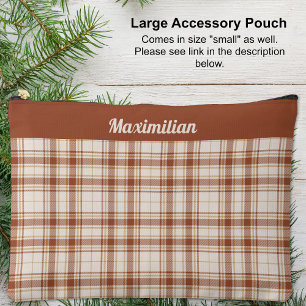 Tartan - Cement-Brown - LARGE Accessory Pouch