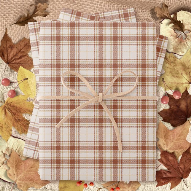 Tartan - Cement-Burnt Sienna-Rustic Gold Wrapping Paper Sheet (Tartan - Cement-Burnt Sienna-Rustic Gold Wrapping Paper Sheets by Leapfroglisics Shop)