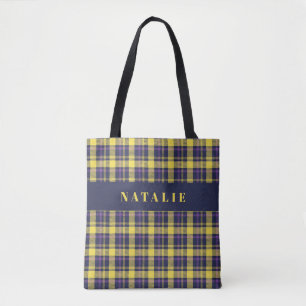 tartan check personalised winter tote bag