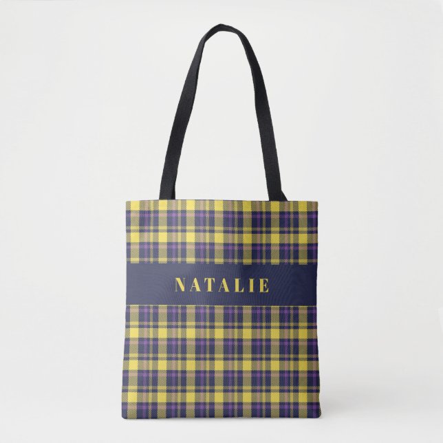 tartan check personalised winter tote bag (Front)