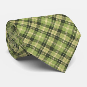 Tartan Check Plaid Moss Green Two-Sided Tie